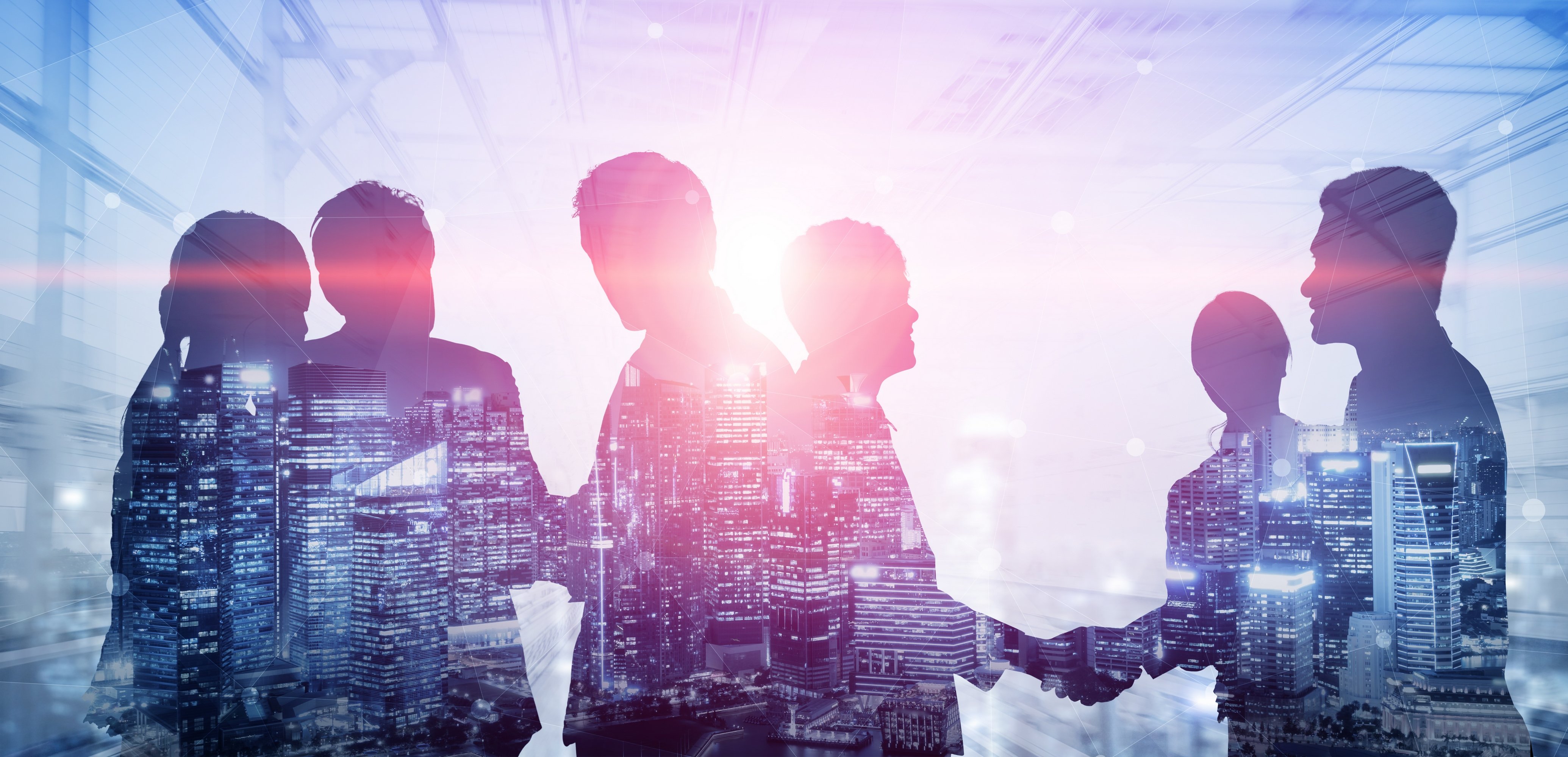 double-exposure-image-many-business-people-conference-group-meeting-city-office-building-background-showing-partnership-success-business-deal